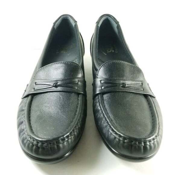 SAS Wedge Slip On Loafers Women's Size 7 Narrow Black Leather - Picture 7 of 11